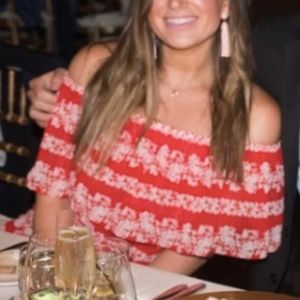 Eliza J off the shoulder ruffled red maxi dress